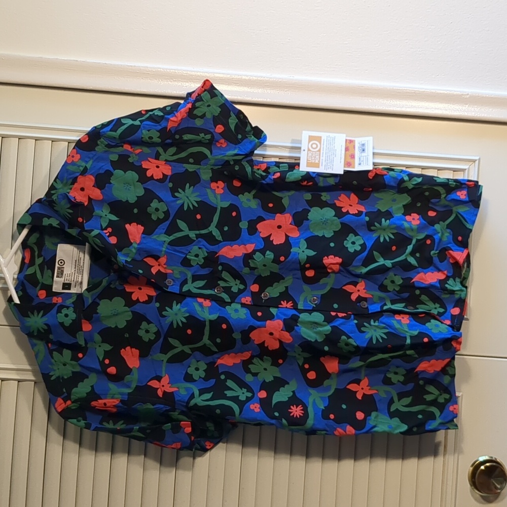 NEW Mens Hawaiian Shirt Size S Blue Floral Short Sleeve